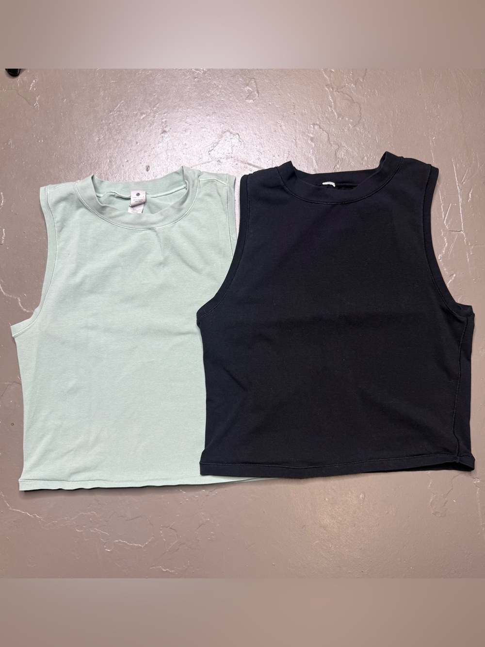 Yogalicious Tank Tops Set of 2 Sage Green & Black - Women's Large - Activewear
